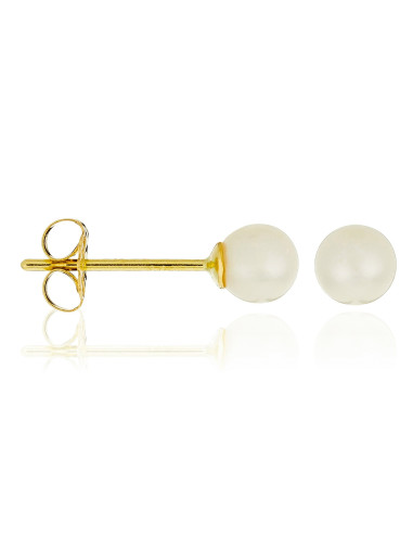 Boucles d'oreilles Instant d'or my Pearl Perles Blanches Or Jaune 375/1000 Perle et Zirconium