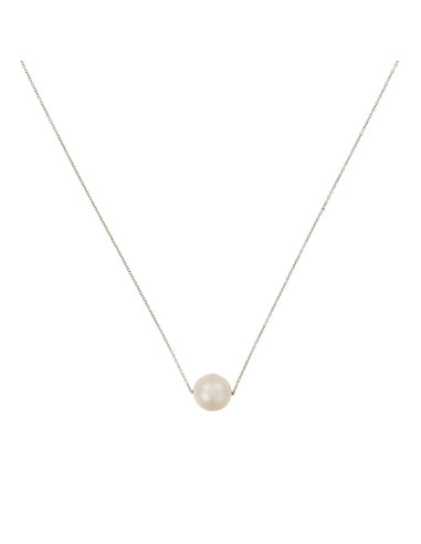 Collier "Single pearl" Or Blanc 375/1000