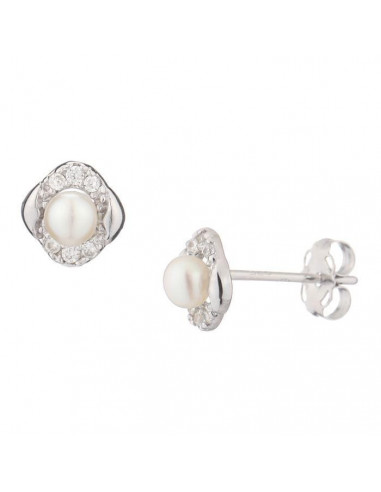 Boucles d'oreilles Instant d'or anastasia Perle Blanche Or Blanc 375/1000 Perle et Zirconium