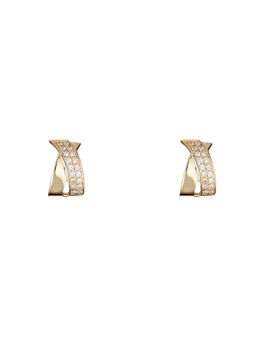 Boucles d'oreilles Instant d'or grands Croisillons Or Jaune 375/1000 Zirconium