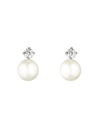 Boucles D'Oreilles Instant d'or my Pearl Perle Blanche Or Blanc 375/1000 Perle et Zirconium