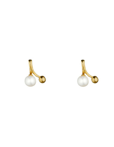 Boucles D'Oreilles Instant d'or pearl Touch Perle Blanche Or Jaune 375/1000 Perle et Zirconium