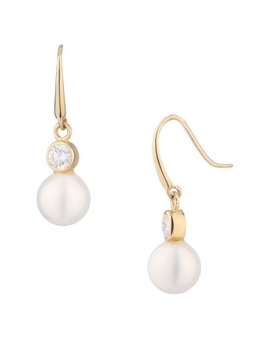 Boucles D'Oreilles Instant d'or pure Pearl Perle Blanche Or Jaune 375/1000 Perle et Zirconium