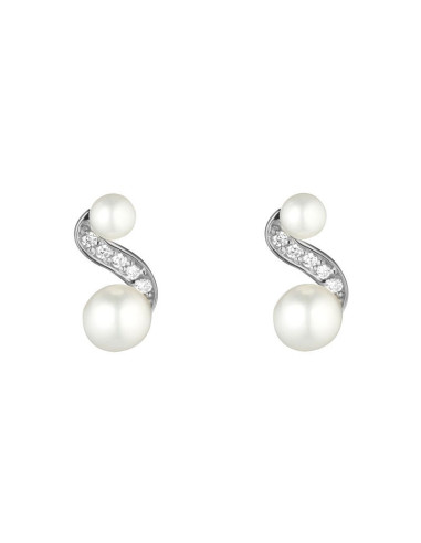 Boucles D'Oreilles Instant d'or white Pearl Perles Blanches Or Blanc 375/1000 Perle et Zirconium