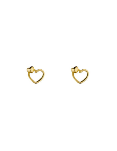 Boucles d'oreilles Instant d'or Double Coeur Or Jaune 375/1000 et oxyde de zirconium