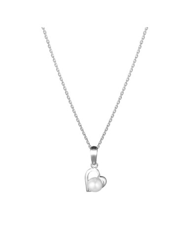 Pendentif Instant d'or In Love Perle Blanche Or Blanc 375/1000 Perle et Zirconium