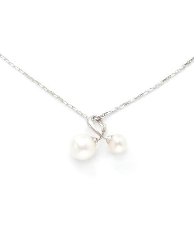 Pendentif Instant d'or Mes Perles Perle Blanche Or Blanc 375/1000 Perle et Zirconium