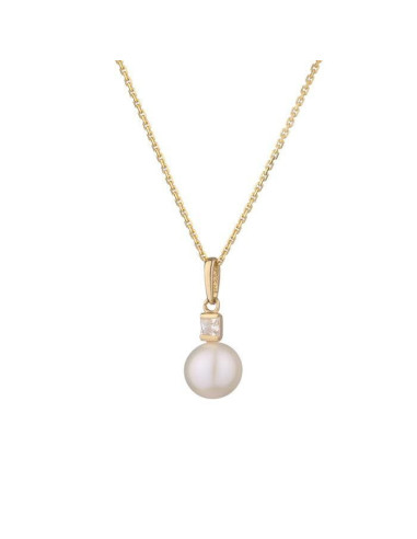Pendentif Instant d'or Splendide Perle Blanche Or Jaune 375/1000 Perle et Zirconium