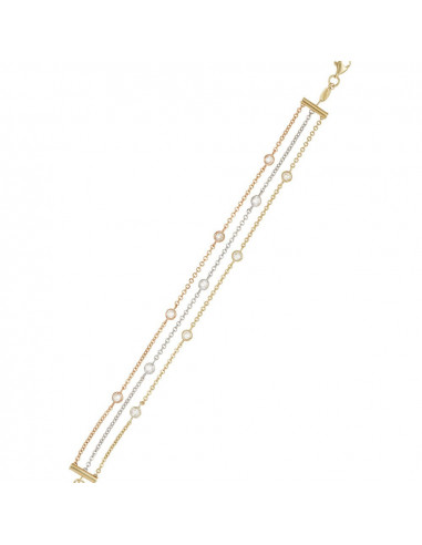 Bracelet Instant d'or Bracelet Harmonie Or Tricolore 375/1000 Zirconium