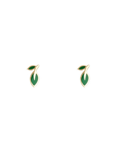 Boucles d'oreilles "Eden" Or jaune 375/1000 et Epoxy vert