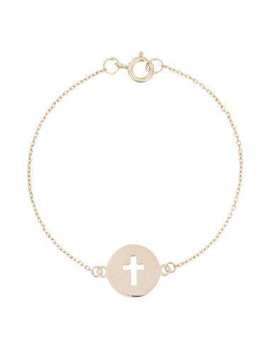 Bracelet enfant "Petite croix dorée" Or Jaune 375/1000